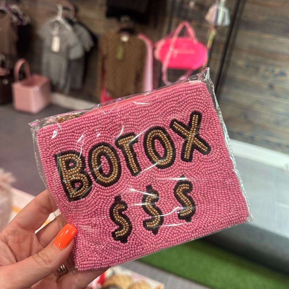Pink Beaded 'BOTOX' Wristlet Clutch